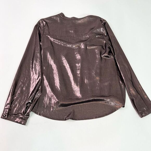 Current Air Top Womens Medium Rustcopper Metallic Twist Hem Pull On Blouse - Picture 11 of 11